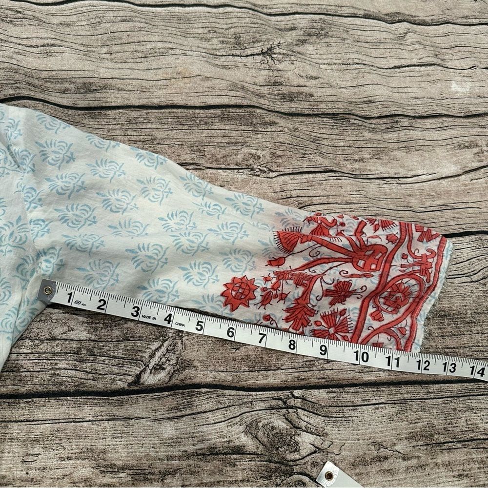 Roberta Roller Rabbit Cotton Blouse With Beaded Edge Size S/M - Picture 11 of 11